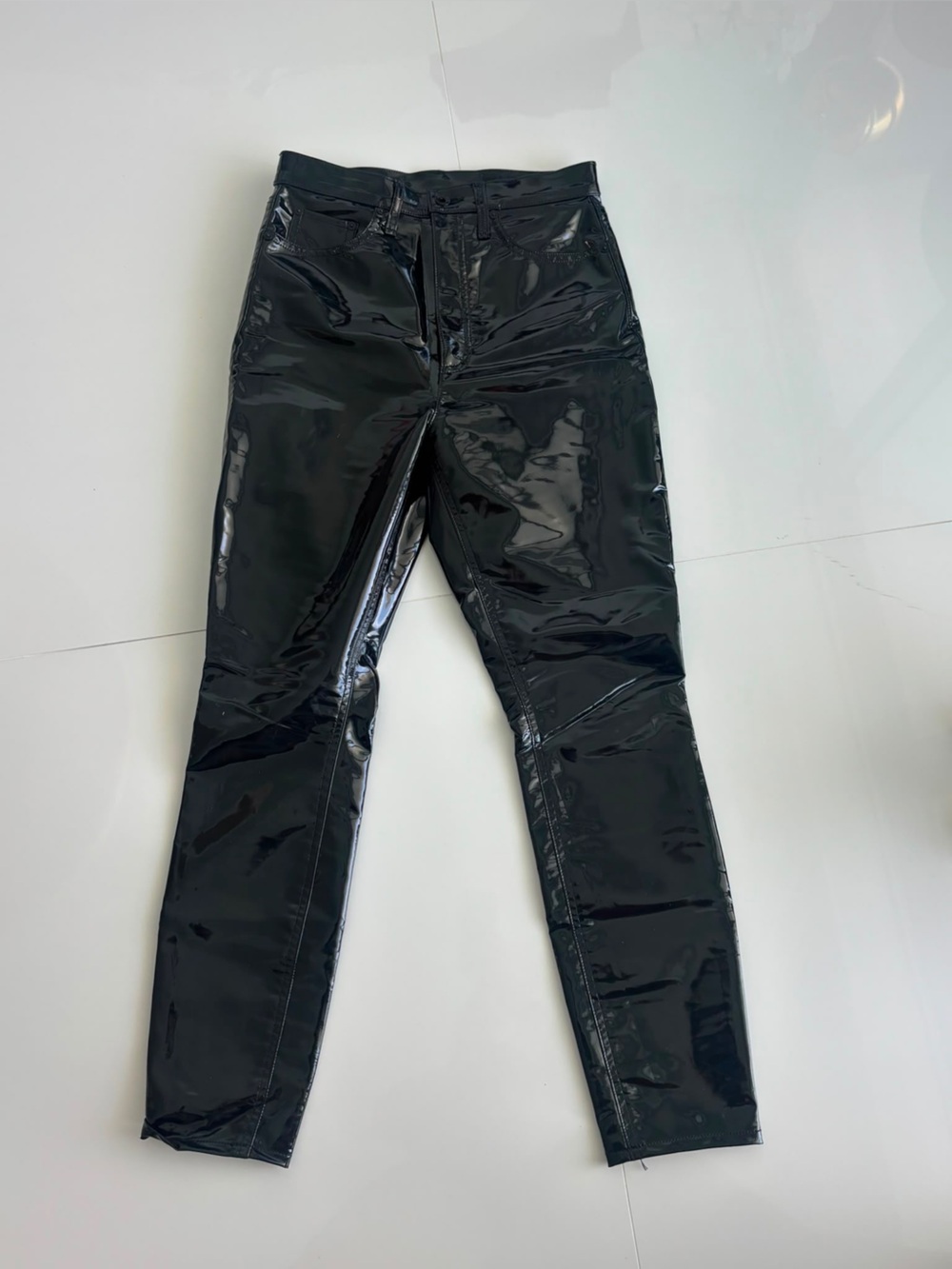 rag & bone Black High-Gloss Skinny Vinyl Pants